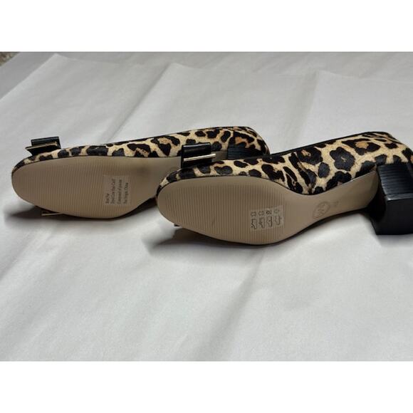 Michael Kors Leopard Print Calf Hair Pumps Bow Detail Chunky Heel Size 7M - Picture 10 of 12